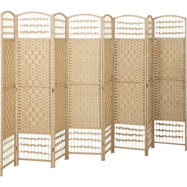 HOMCOM Holz-Paravent 320 x 170 cm, faltbarer Raumteiler, 8 Paneele, Trennwand für Schlafzimmer & Wohnbereich, Innenraum, Naturholz Aosom