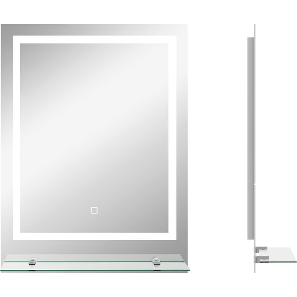 kleankin Badspiegel mit Beleuchtung, Wandspiegel mit 3 Lichtfarben, IP44 Lichtspiegel mit Touch-Schalter, Memory-Funktion, Badezimmerspiegel mit Anti-Beschlag, 70 x 50 cm Aosom