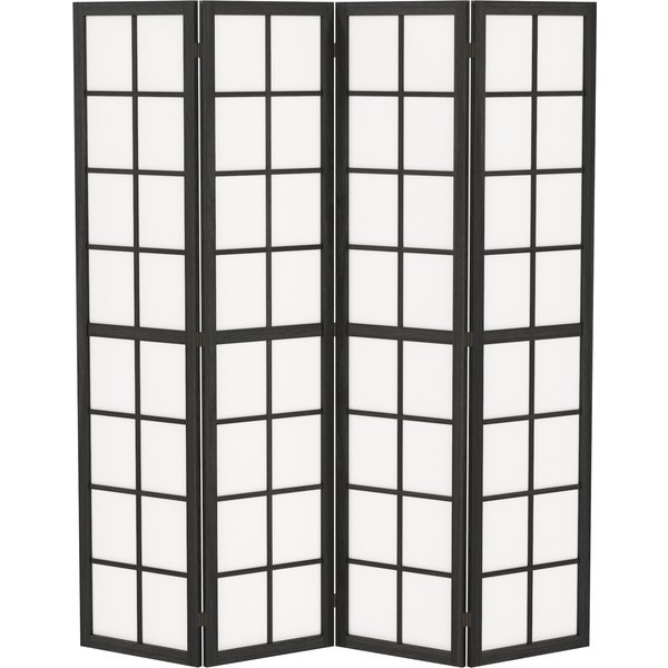 HOMCOM Faltbarer 4-flügeliger Paravent 160 x 170 cm, Raumteiler aus Holz für Wohnzimmer und Schlafzimmer, Schwarz Aosom