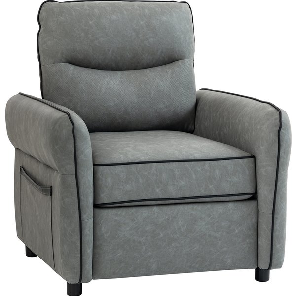 HOMCOM Accent Chair, Faux Leather Armchair - Grey | Aosom Ireland