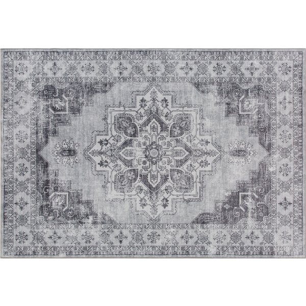 HOMCOM Vintage Area Rug, Non-Slip Washable Rug, Flannel Floor Carpet for Living Room, Bedroom, Dining Room, Home Office, 290 x 200 cm, Grey | Aosom Ireland