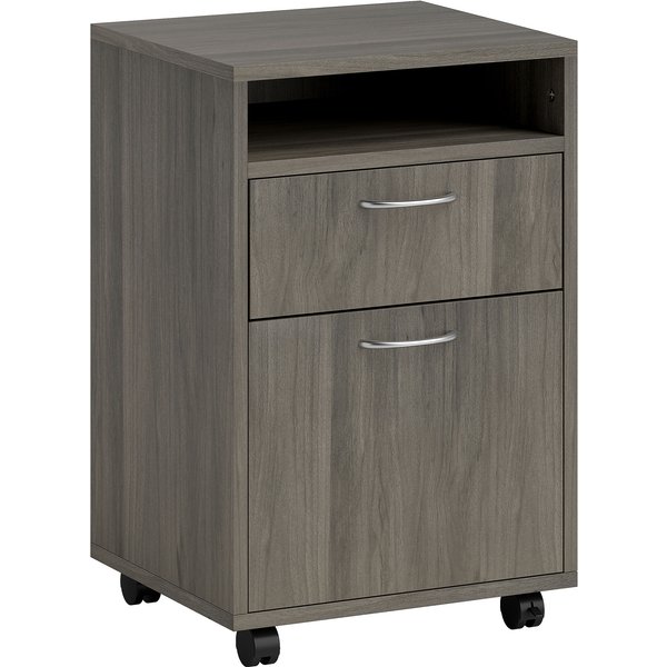 HOMCOM Filing Cabinet, Mobile File Cabinet with 2 Drawers, Office Home Organiser on Wheels for A4, Letter-Size File Folders, Mobile Printer with Open Shelf, Grey | Aosom Ireland