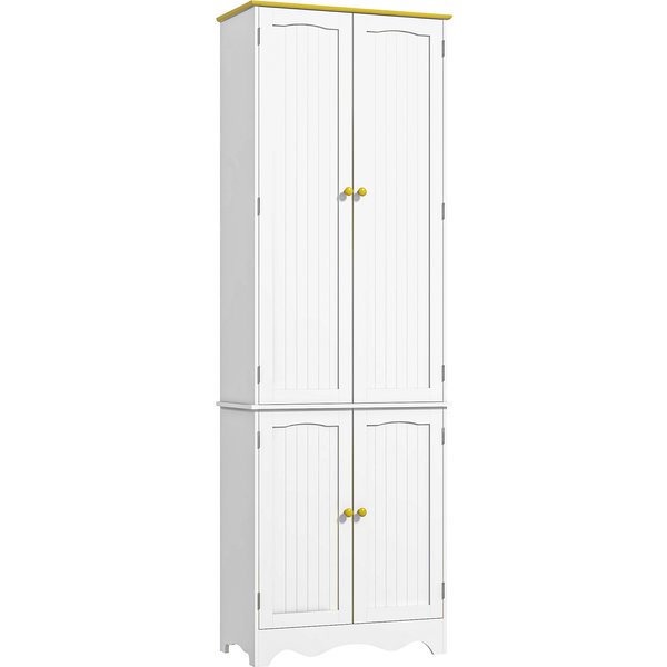 HOMCOM Freestanding 4-Door Kitchen Cupboard, Storage Cabinet Organizer with 4 Shelves, 183cm, White | Aosom Ireland