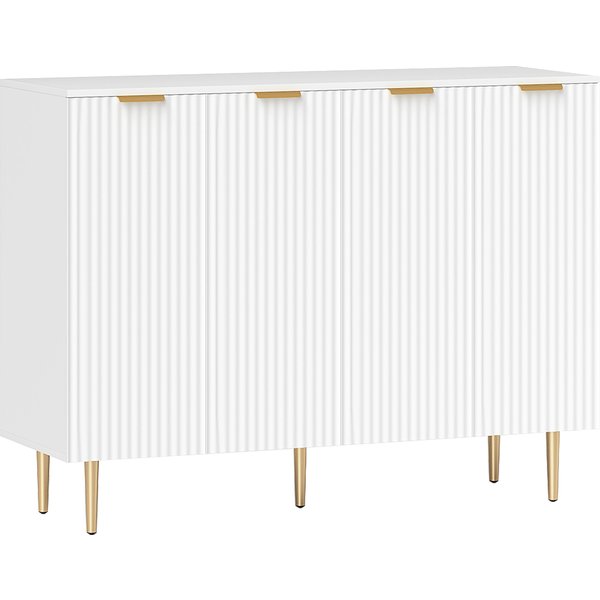 HOMCOM Sideboard Buffet Cabinet, Modern Kitchen Storage Cabinet with Adjustable Shelves and Metal Legs, White | Aosom Ireland