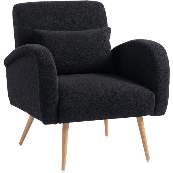 HOMCOM Teddy Fleece Accent Chair - Black | Aosom Ireland