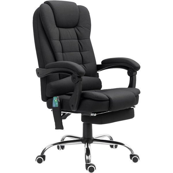 Vinsetto Office Chair, Massage Office Chair with Heated 6-Point Vibration, Microfibre Upholstery, Recliner with Footrest, Black | Aosom Ireland