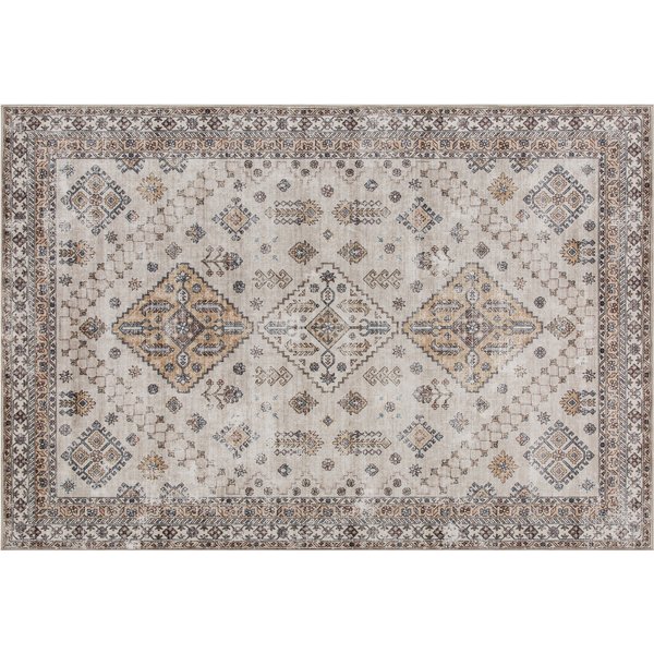 HOMCOM Vintage Area Rug, Non-Slip Washable Rug, Flannel Floor Carpet for Living Room, Bedroom, Dining Room, Home Office, 230 x 160 cm, Beige | Aosom Ireland
