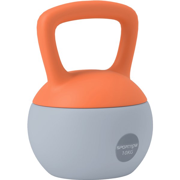 SPORTNOW 10KG Soft Kettlebell, Kettle Bell with Non-Slip Handle for Home Gym, Weight Lifting, Strength Training, Orange/Grey | Aosom Ireland