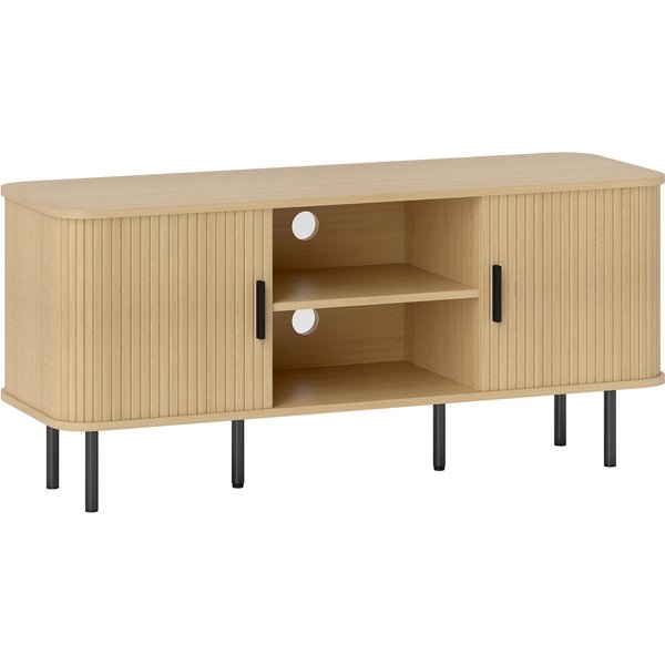 HOMCOM TV Stand Cabinet for TVs up to 55 Inches, TV Unit with Storage Shelves and Cupboard for Living Room, Oak Tone | Aosom Ireland