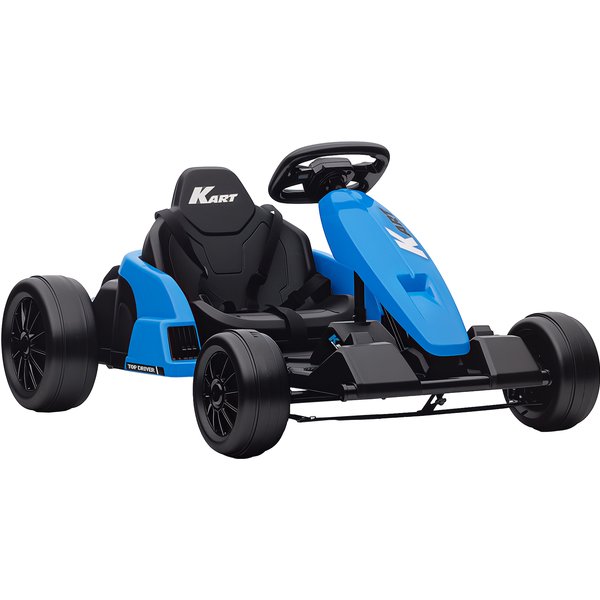 AIYAPLAY 24V Electric Go Kart, Drift Kart with Adjustable Seat, Slow Start, 5-Point Harness, Music, Horn, for 6-12 Years, Blue | Aosom Ireland