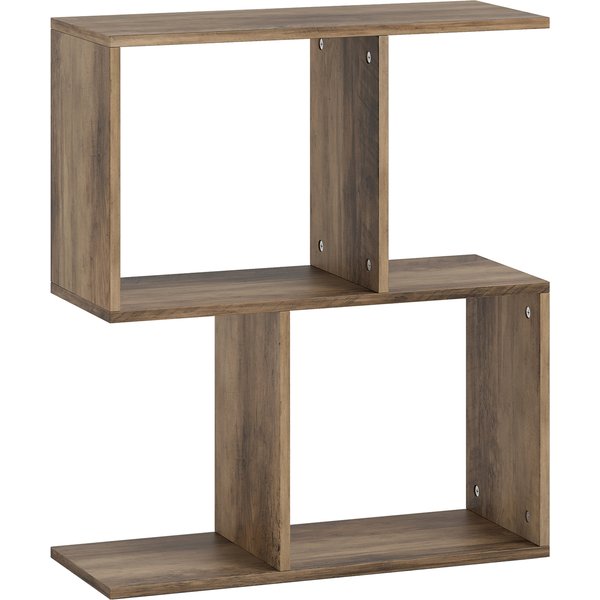 HOMCOM Side Table, Narrow End Table with Storage Shelves, S-Shaped, 3-Tier, 50W x 19.5D x 58H cm, Oak | Aosom Ireland