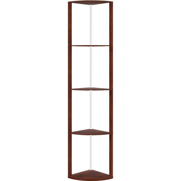 HOMCOM RGB LED Floor Lamp with Shelves, 5-Tier Dimmable Standing Lamp with Adjustable Brightness and Remote Control, Modern Corner Display Shelf Unit for Living Room Bedroom Office, Brown | Aosom Ireland