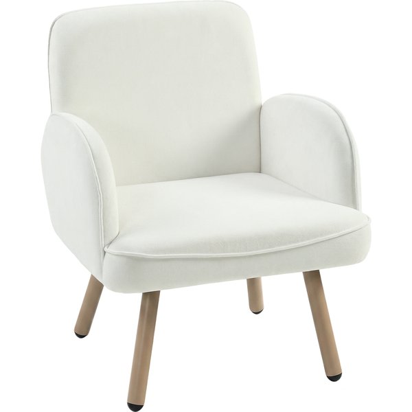 HOMCOM Lounge Chair Velvet Upholstered Armchair with Spring Cushion for Living Room Bedroom Cream White | Aosom Ireland