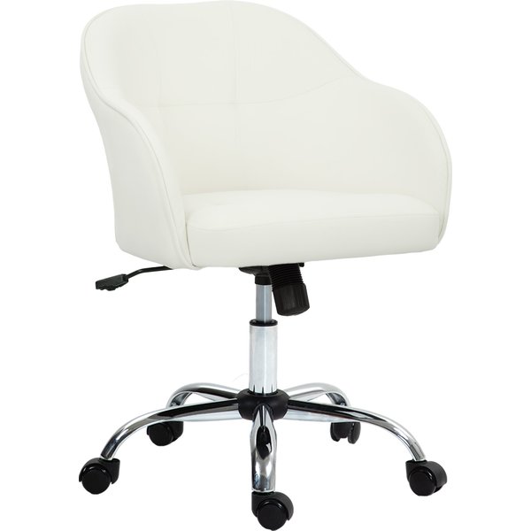 HOMCOM 46-56 cm Velvet-feel Office Chair - Cream | Aosom Ireland