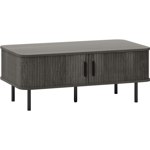 HOMCOM Coffee Table with Storage, Living Room Table with Slatted Tambour Sliding Doors and Foot Pads, Rectangular Coffee Table with Elevated Base for Living Room, Grey Wood-Effect | Aosom Ireland
