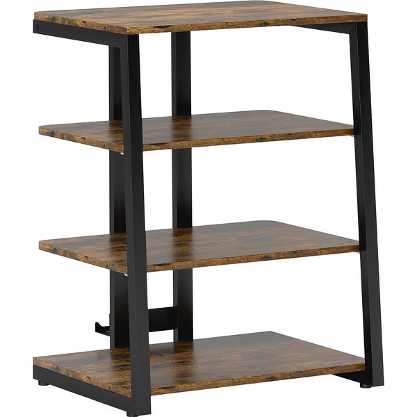 HOMCOM HiFi Stand, with Four Storage Shelves - Rustic Brown | Aosom Ireland
