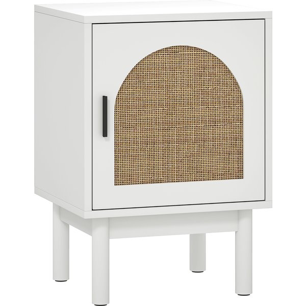 HOMCOM Rattan Bedside Table for Bedroom - White | Aosom Ireland