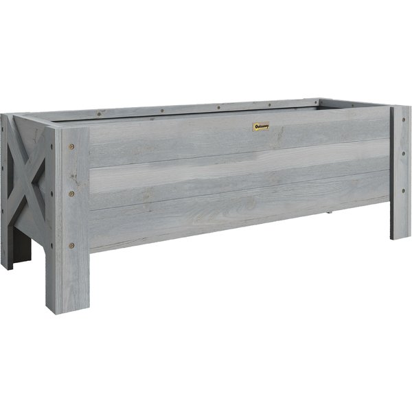 Outsunny 58L Garden Raised Bed Planter Grow Containers for Outdoor Patio Plant Flower Vegetable Pot Fir Wood, 100 x 36.5 x 36 cm, Grey | Aosom Ireland