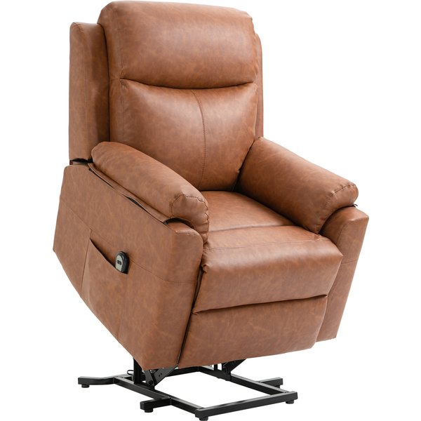 HOMCOM Faux Leather 70° Electric Riser Recliner Chair - Brown | Aosom Ireland