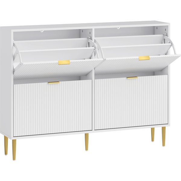 HOMCOM Elegant Four-Drawer Shoe Cabinet - White | Aosom Ireland