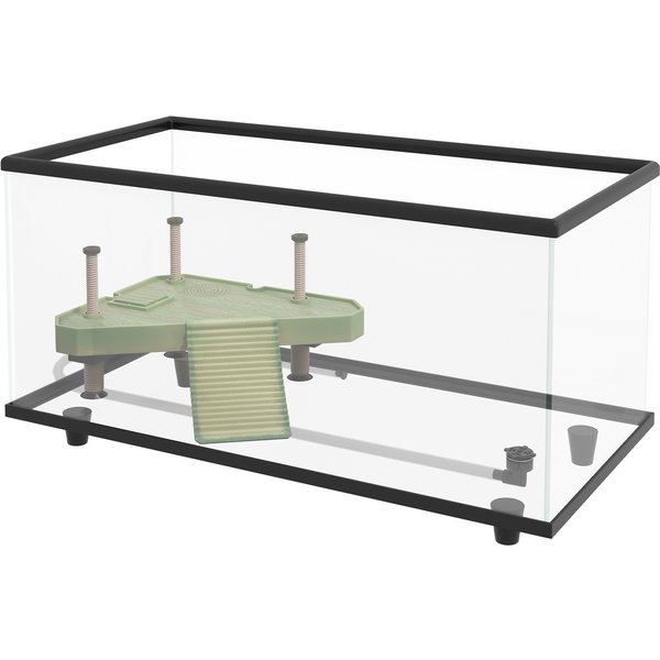 PawHut 50L Glass Turtle Tank Aquarium with Basking Platform, Easy Drainage, Strip Patch Thermometer | Aosom Ireland