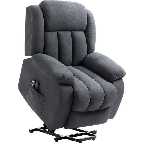 HOMCOM Power Lift Recliner Chair with Vibration Massage, Lift Chair for Elderly with Footrest, Remote, Side Pocket, Dark Grey | Aosom Ireland