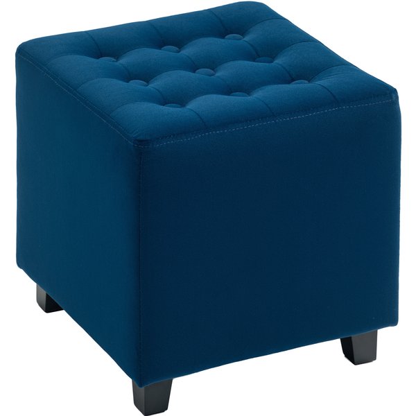 HOMCOM Velvet-Feel Square Ottoman - Blue | Aosom Ireland