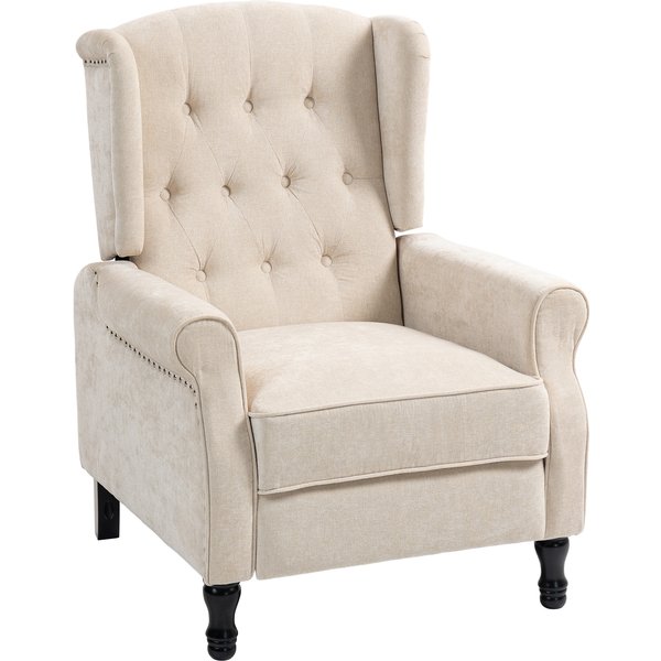 HOMCOM 150° Reclining Vintage Armchair, with footrest - Beige | Aosom Ireland