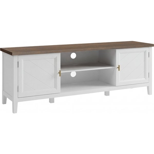 HOMCOM TV Unit for TVs up to 42 Inch, Farmhouse Entertainment Centre with 2 Open Shelves, 2 Cabinets and Thick Top | Aosom Ireland