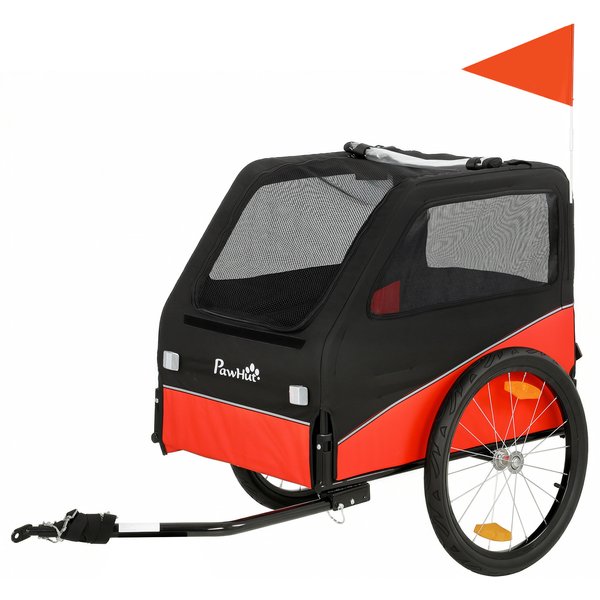 PawHut Dog Bike Trailer, Dog Cart Bicycle Carrier for Small and Medium Pets with 20" Inflatable Rubber Wheels, Red | Aosom Ireland