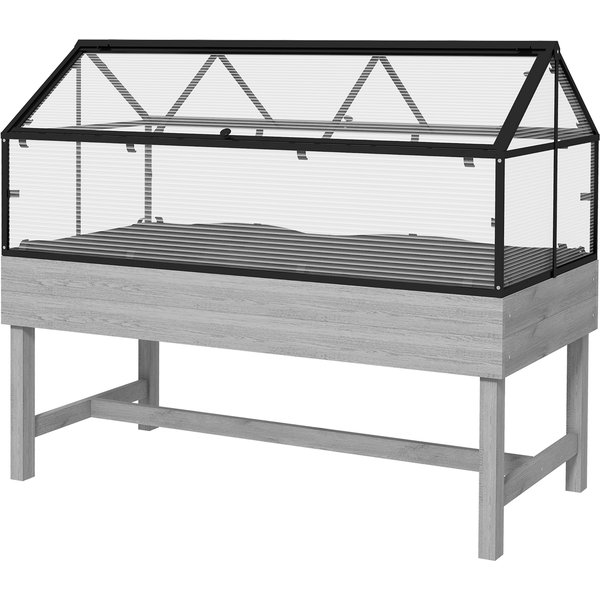 Outsunny 60 x 120cm Raised Garden Bed with Wooden Base - Grey | Aosom Ireland