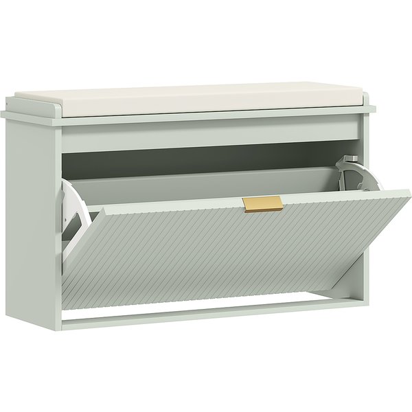 HOMCOM Elegant Eight Shoe Bench, with Top Seat - Green | Aosom Ireland