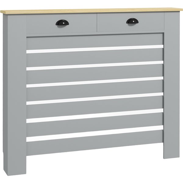 HOMCOM 95.5H x 111Wcm Radiator Cover, with Drawer - Grey | Aosom Ireland