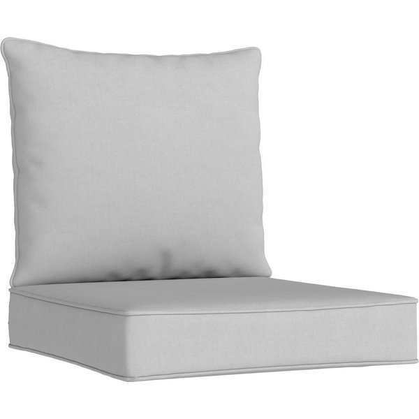 Outsunny Outdoor Seat and Back Cushion Set, 63L x 55W x 15Dcm Patio Deep Seating Chair Fade Resistant Replacement Cushion, Light Grey | Aosom Ireland