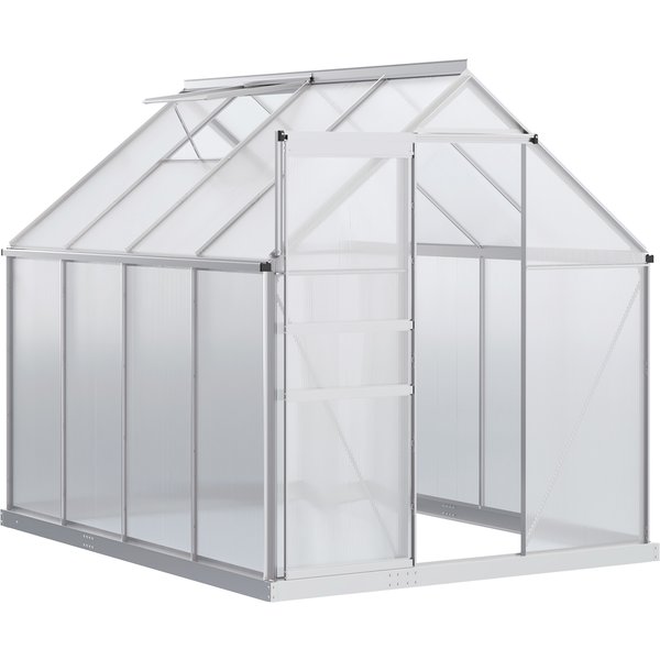 Outsunny 190 x 253 cm Walk-In Polycarbonate Greenhouse - Silver-Tone | Aosom Ireland