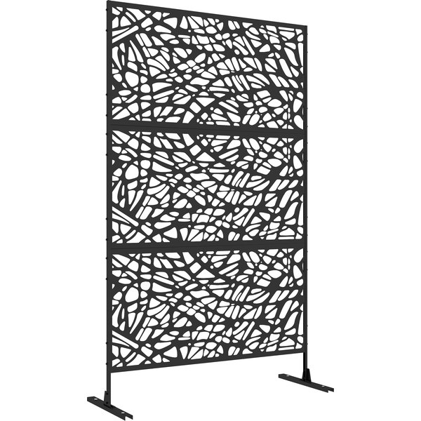 Outsunny Metal Decorative Privacy Screen Outdoor Divider, Black Twisted Lines | Aosom Ireland