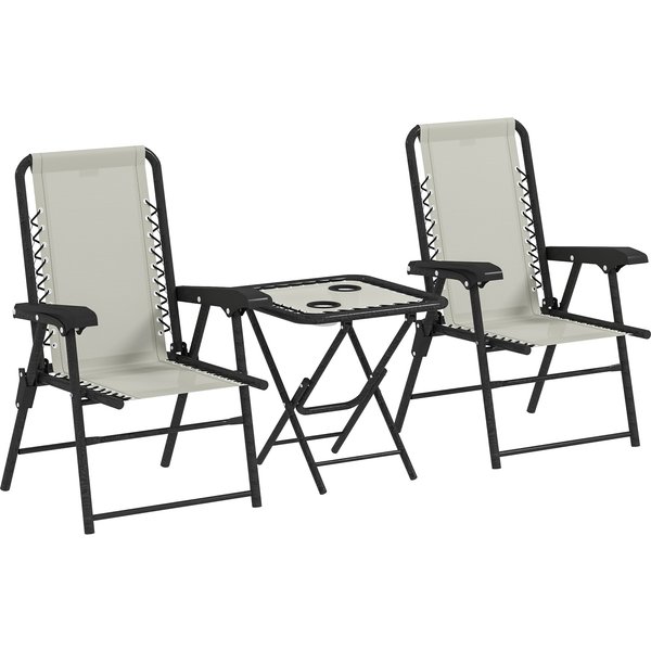 Outsunny Three-Piece Garden Table and Chair Set - Cream White | Aosom Ireland