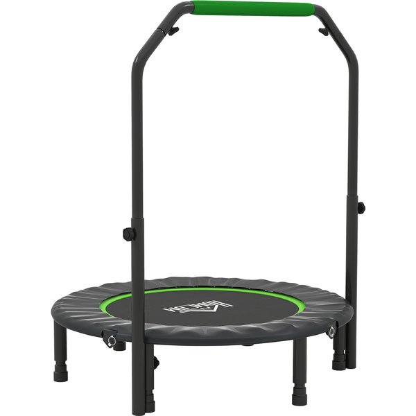 HOMCOM 40" Foldable Mini Fitness Trampoline, with Adjustable Foam Handle, Green | Aosom Ireland