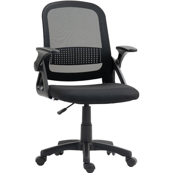 HOMCOM Breathable Mesh Office Chair, Ergonomic Swivel Computer Chair with Flip-up Armrests, Lumbar Back Support for Home/Office, Black | Aosom Ireland