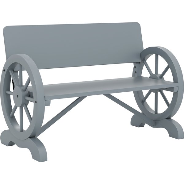 Outsunny Fir Wood 2-Seater Outdoor Garden Wagon Wheel Bench, Grey | Aosom Ireland