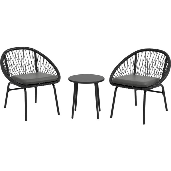 Outsunny Three-Piece Rattan Bistro Set - Black | Aosom Ireland