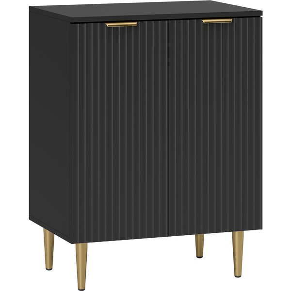 HOMCOM Sideboard Buffet Cabinet, Modern Kitchen Storage Cabinet with Adjustable Shelves and Metal Legs, Black | Aosom Ireland