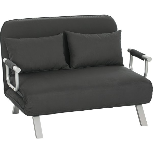 HOMCOM Two-Seater Click-Clack Sofa Bed - Charcoal Grey | Aosom Ireland