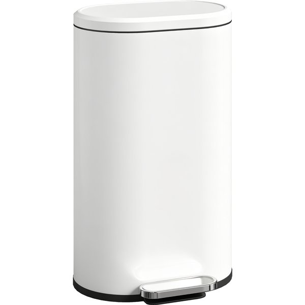 HOMCOM 30 L Modern Curved Kitchen Bin - Cream | Aosom Ireland