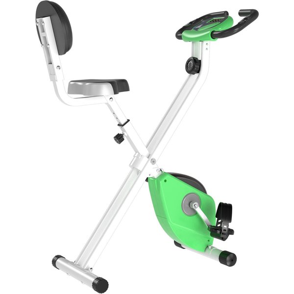 HOMCOM Folding Exercise Bike, Fitness Bicycle Indoor Trainer, Quiet 8-Level Magnetic Resistance, with LCD Monitor, Pulse Sensor and Wheels for Sport Maison and Cardio Training, Green | Aosom Ireland