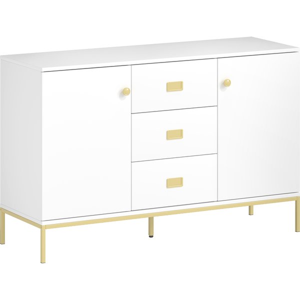 HOMCOM Modern White and Gold Sideboard | Aosom Ireland