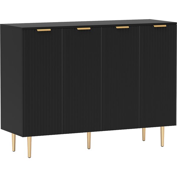 HOMCOM Sideboard Buffet Cabinet, Modern Kitchen Storage Cabinet with Adjustable Shelves and Metal Legs, Black | Aosom Ireland