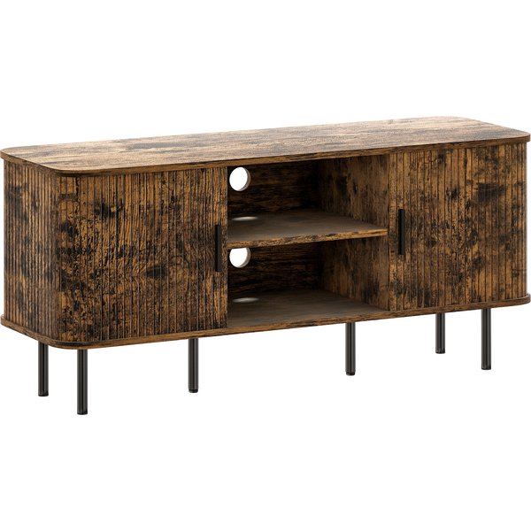 HOMCOM TV Stand Cabinet for TVs up to 55 Inches, TV Unit with Storage Shelves and Cupboard for Living Room, Rustic Brown | Aosom Ireland
