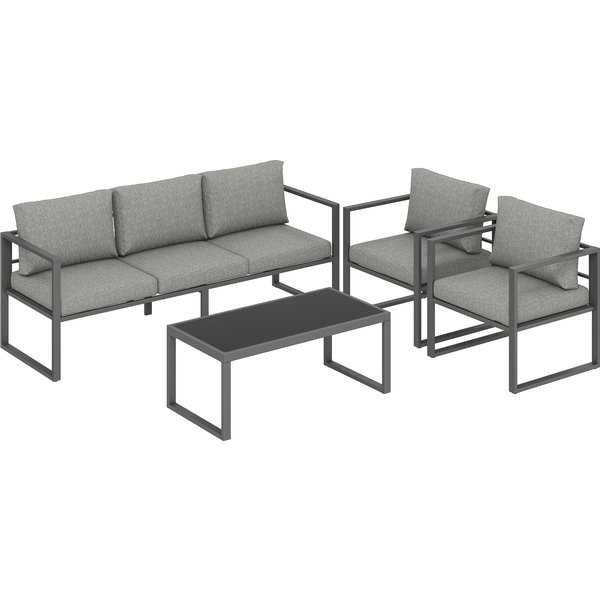 Outsunny 4 Piece Outdoor Garden Furniture Set, Patio Furniture with 3-Seater Sofa, Armchairs and Coffee Table | Aosom Ireland