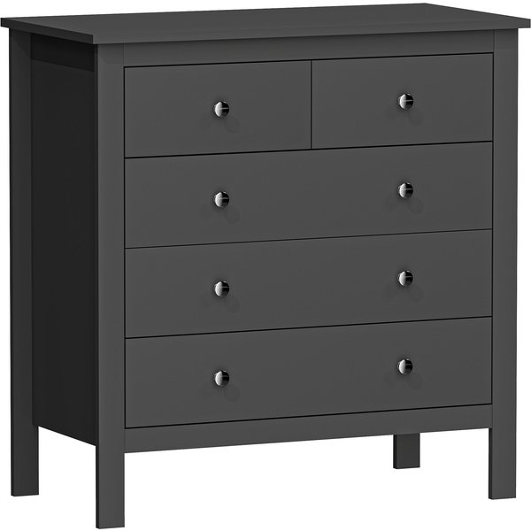 HOMCOM 5 Drawer Dresser for Bedroom, Modern Chest of Drawers, Wide Storage Unit for Living Room, Hallway, Black | Aosom Ireland